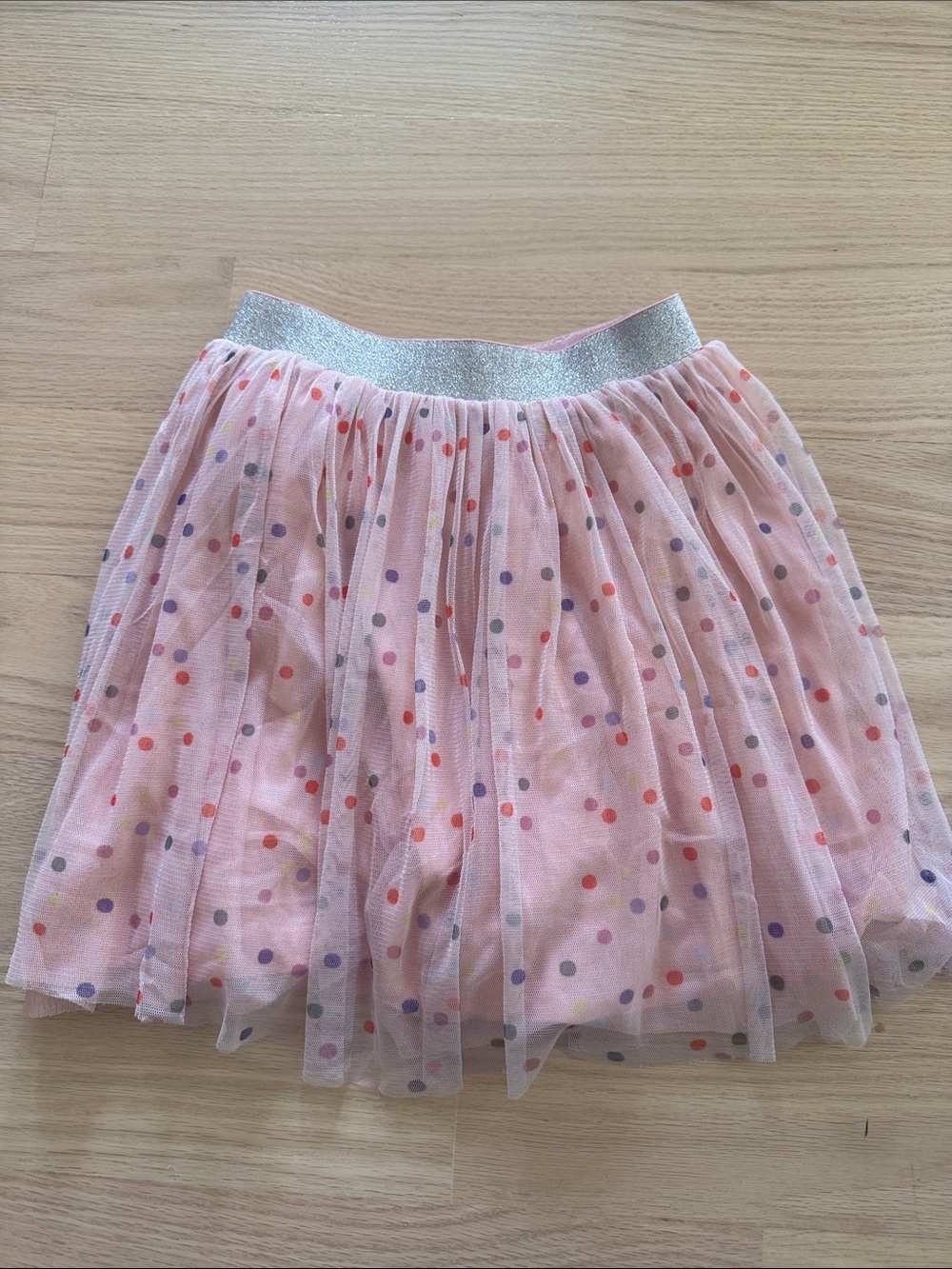 Hanna Andersson | Pink Polka Dot Tulle Skirt with Silver Waistband